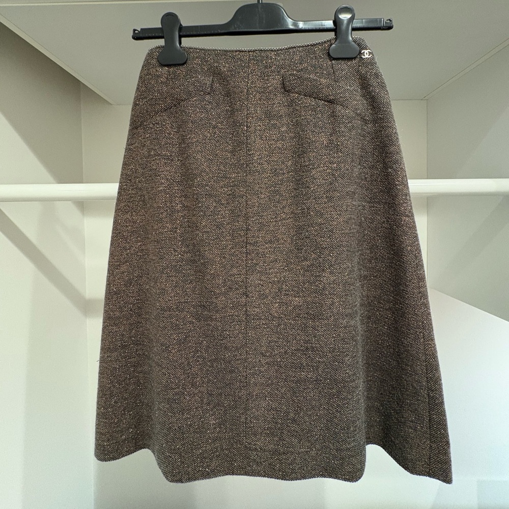 CHANEL Brown Tweed Vintage Skirt Sz. 38